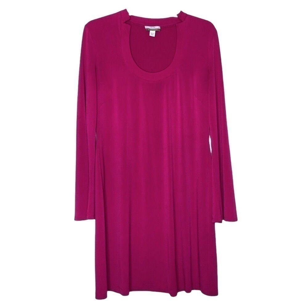 Muse by BOSTON PROPER Magenta Long Sleeve Barbiecore Sheath Dress - Size Medium